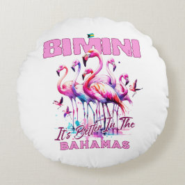 バハマのお土産ギフト： Bimini Bahamas Flamingo ラウンドクッション