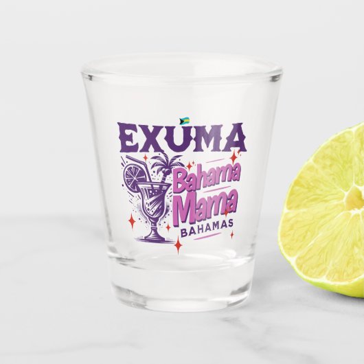 バハマのお土産ギフト: Exuma Bahamas Bahama Mama ショットグラス (正面)