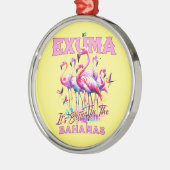 バハマのお土産ギフト: Exuma Bahamas Flamingo メタルオーナメント (左)
