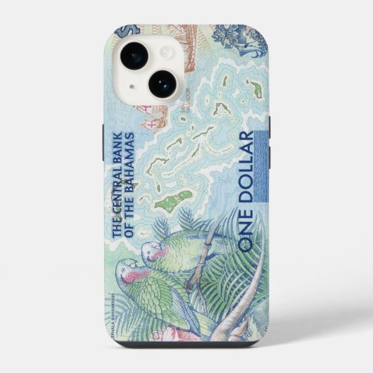 バハマのオウムの廃紙幣 iPhoneケース (裏面)