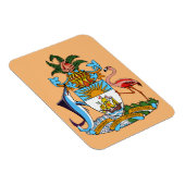 バハマのコート・オブ・アームズ – マーリン、フラミンゴ、コンチ マグネット (右側)