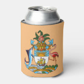 バハマのコート・オブ・アームズ – マーリン、フラミンゴ、コンチ 缶クーラー (缶正面)