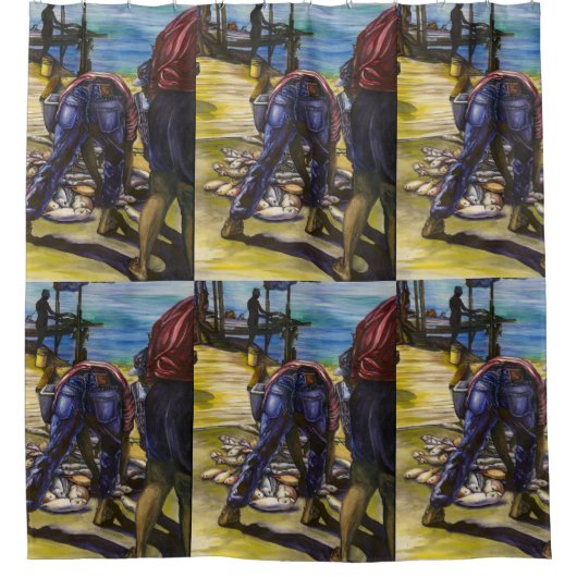 バハマのハーバー島モーニングキャッチ シャワーカーテン (正面)