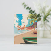 バハマのビンテージ旅行ポスター ポストカード (スタンド正面)