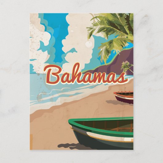 バハマのビンテージ旅行ポスター ポストカード (正面)
