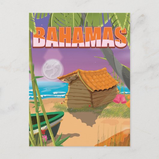 バハマのビンテージ旅行ポスター ポストカード (正面)