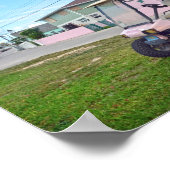 バハマのピンクゴルフカート ポスター (角)