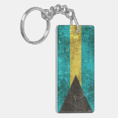 バハマのヴィンテージの老化させ、傷付けられた旗 キーホルダー (正面左)