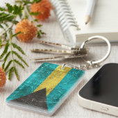 バハマのヴィンテージの老化させ、傷付けられた旗 キーホルダー (正面右)