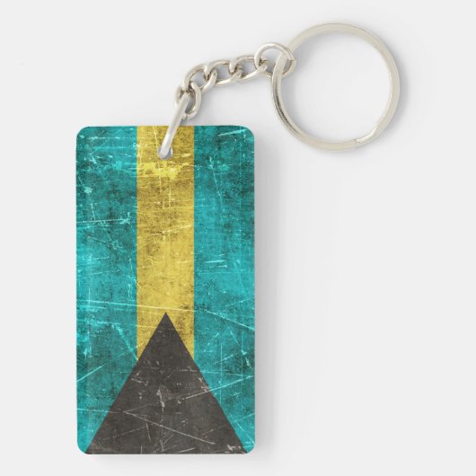 バハマのヴィンテージの老化させ、傷付けられた旗 キーホルダー (裏面)