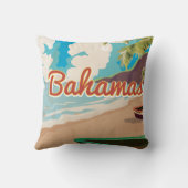 バハマのヴィンテージ旅行ポスター。 クッション (裏面)