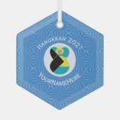 バハマの国旗の天使 ハヌカの金髪 ガラスオーナメント (正面)