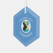 バハマの国旗の天使 ハヌカの金髪 ガラスオーナメント (正面左)