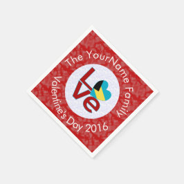 バハマの国旗 ハート 愛 赤 カスタマイズテキスト スタンダードカクテルナプキン