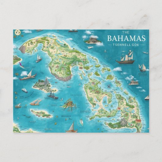バハマの地図 ポストカード (正面)