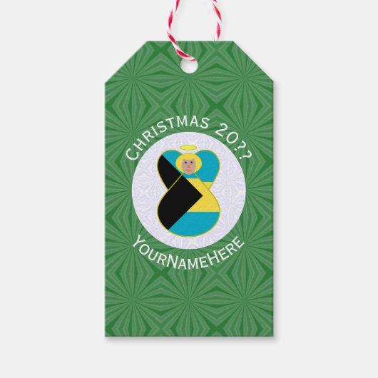 バハマの天使のクリスマスフラグをパーソナライズ ギフトタグ (正面)