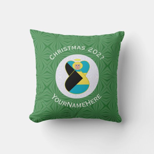 バハマの天使のクリスマスフラグをパーソナライズ クッション (正面)