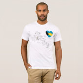 バハマの旗のハート + 地図のTシャツ Tシャツ (正面フル)