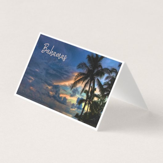 バハマの熱帯の楽園の夕日 (正面)