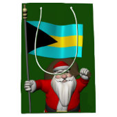 バハマの看板のあるサンタクロース ミディアムペーパーバッグ (正面)