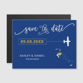 バハマの結婚式は日付カードを保存し、地図 マグネット招待状 (正面/裏面)