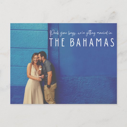 バハマの行き先結婚式の写真が日付を保存 案内ポストカード (正面)