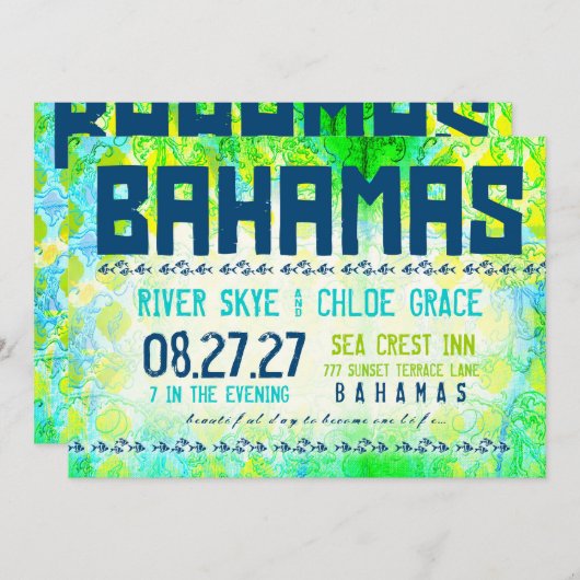 バハマの行先の招待の基本的な紙 招待状 (正面/裏面)