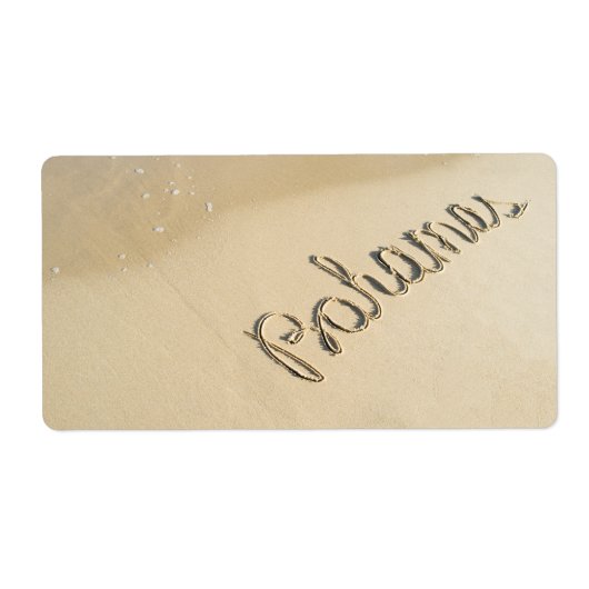 バハマはビーチ砂に看板を刻んだ ラベル (正面)