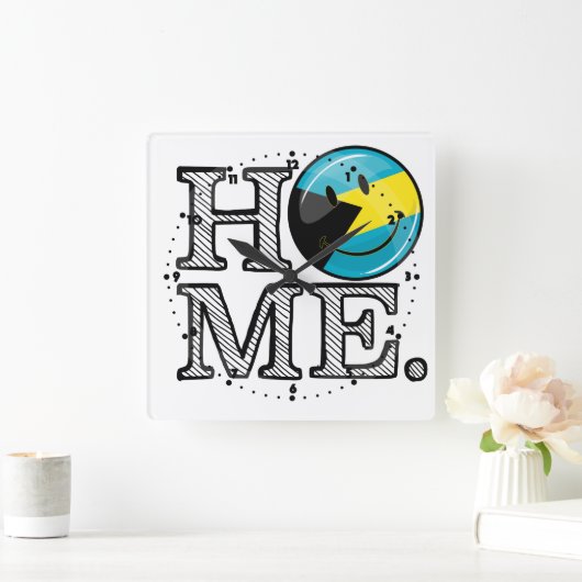 バハマは家の微笑の旗の家のウォーマーです スクエア壁時計 (ホーム)