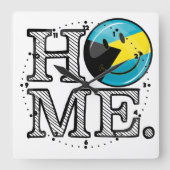 バハマは家の微笑の旗の家のウォーマーです スクエア壁時計 (正面)