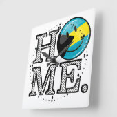 バハマは家の微笑の旗の家のウォーマーです スクエア壁時計 (傾斜)