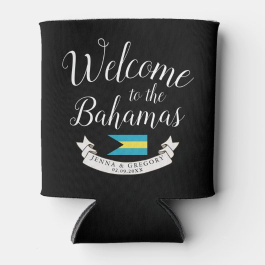 バハマへようこそ |宛先ウェディングカスタム 缶クーラー (正面)