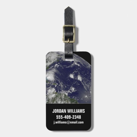 バハマを通過するハリケーン・アイリーン。 ラゲッジタグ (正面縦)