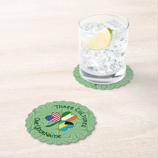 バハマアイリッシュアメリカ国旗のシャムロパーソナライズされたック ペーパーコースター (インサイチュ)