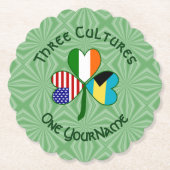 バハマアイリッシュアメリカ国旗のシャムロパーソナライズされたック ペーパーコースター (正面)