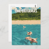 バハマイラストレーショントラベルアートヴィンテージ ポストカード (正面/裏面)