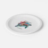 バハマウミガメ国旗のビーチ素晴らしサメ ペーパープレート (アングル)