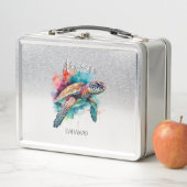 バハマウミガメ国旗のビーチ素晴らしサメ メタルランチボックス (インサイチュ)