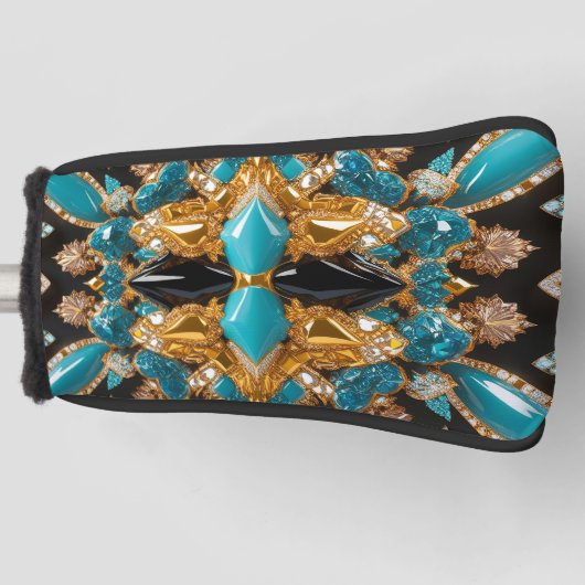 バハマカラー付きゴルフパターカバーデザイン ゴルフヘッドカバー (正面)