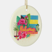 バハマカリブのレトロ島フラミンゴヴィンテージ セラミックオーナメント (右)