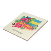 バハマカリブのレトロ島フラミンゴヴィンテージ タイル (側面)