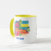 バハマカリブのレトロ島フラミンゴヴィンテージ マグカップ (正面左)