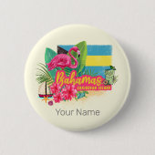 バハマカリブのレトロ島フラミンゴヴィンテージ 缶バッジ (正面)