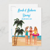 バハマガールズトリップバチェロレッテバケーション インビテーションポストカード (正面/裏面)