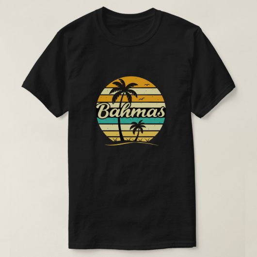 バハマサンセットレトロパームツリー Tシャツ (デザイン正面)