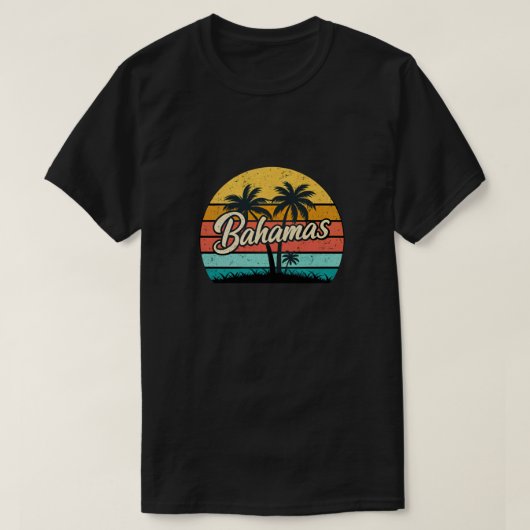 バハマサンセットレトロパーム Tシャツ (デザイン正面)