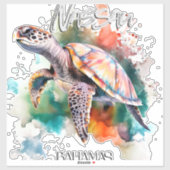 バハマシートタートルバハマ国旗ビーチ素晴らしシャール シール (シート)