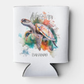 バハマシートタートルバハマ国旗ビーチ素晴らしシャール 缶クーラー (正面)