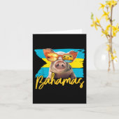 バハマスイミングピグカリブのビーチ旅行夏 カード (黄色い花)