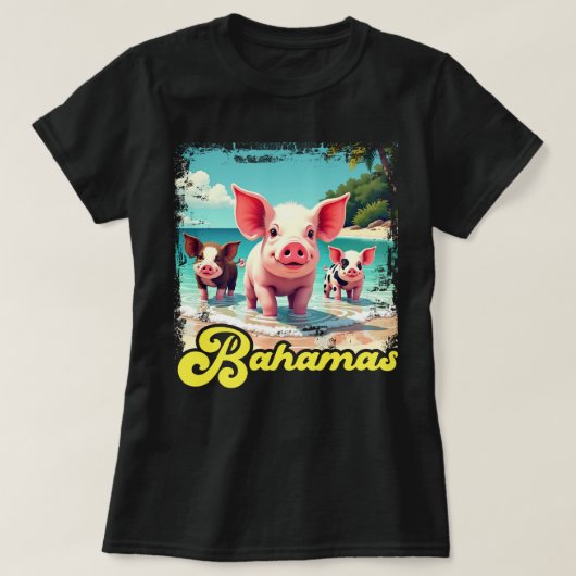 バハマスイミングピッグ – エクマピグビーチアドベンチャー Tシャツ (デザイン正面)
